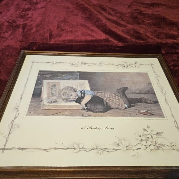 C.wray | Wall Decor | Vintage Framed Cwraya Reading Lesson Young Girl ...